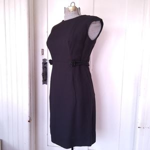 VINTAGE 1960s LESLIE FAY Black Dress with Large Beaded Cluster Buttons